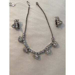 vintage 1950s rhinestone jewelry set 50s necklace and earrings wedding bridal